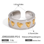 Heart Stainless Steel Ring and Stud Earring Collection in Mixed Finishes – back view