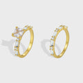 gold plated princess-cut zirconia solitaire and baguette band ring set