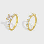 gold plated princess-cut zirconia solitaire and baguette band ring set