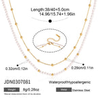 Two-strand acrylic pearl necklace with length diagram
