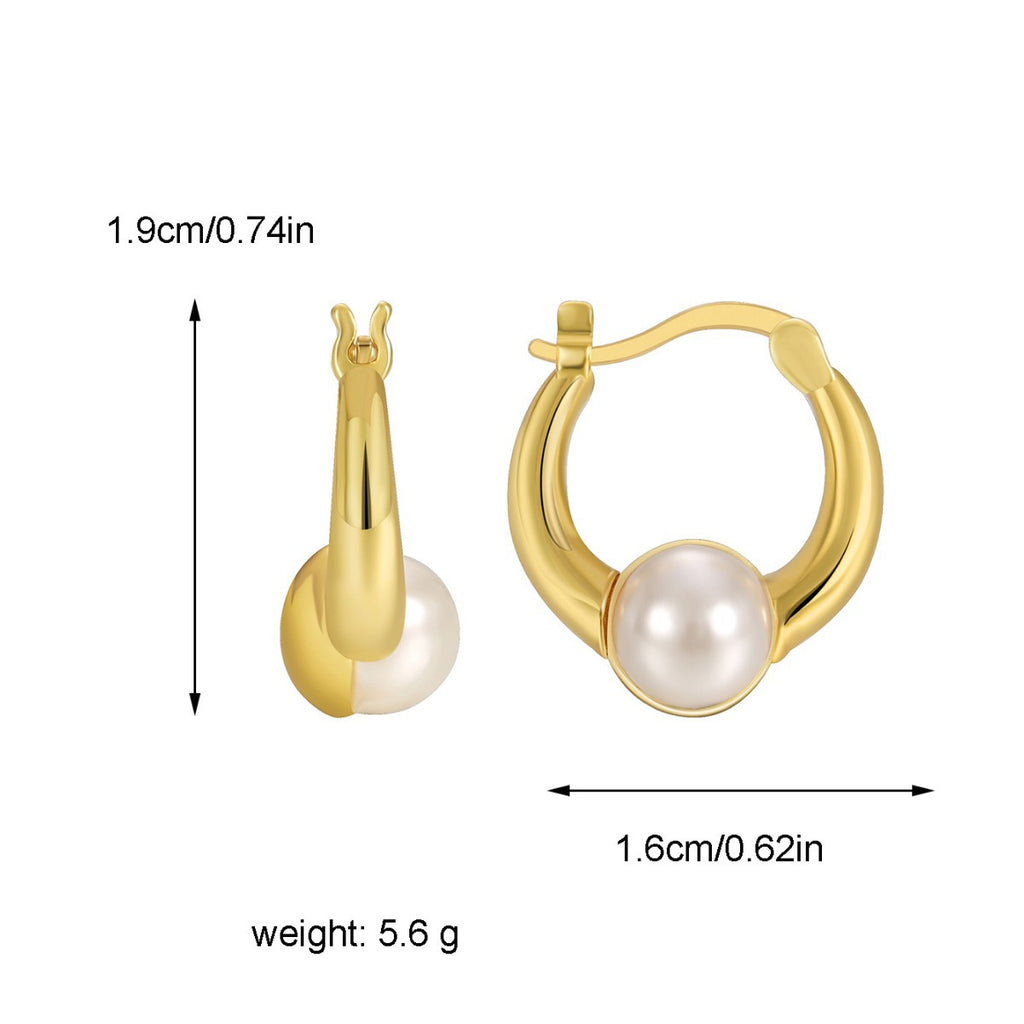 1.9 cm gold plated pearl huggie earring dimensions
