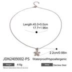Silver-tone flower pendant necklace dimensions and material detail