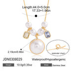 Stainless steel round white bead necklace dimensions and extender