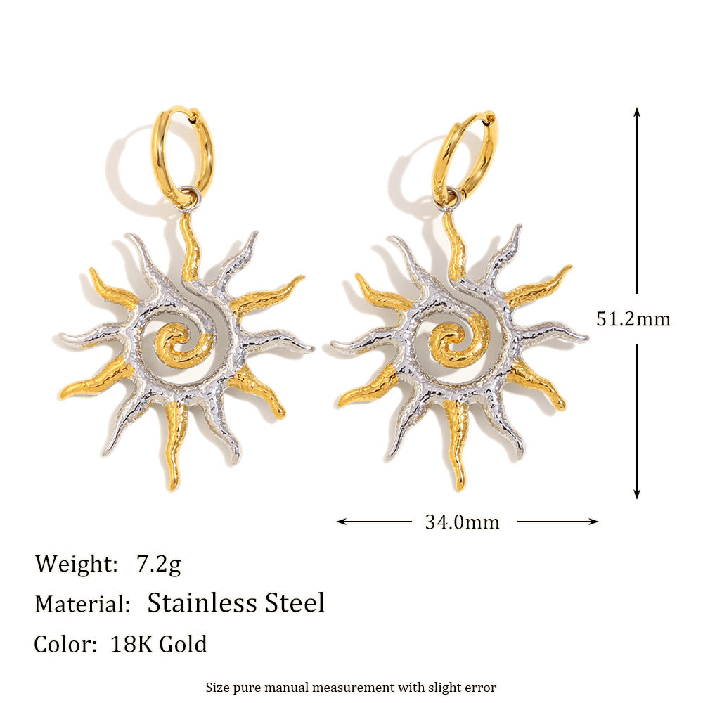 51.2 mm gold plated and silver-finish sunburst drop dimensions and weight