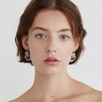 Gold Plated and Silver-Finish Stainless Steel Layered Loop Stud Earrings — styled view