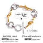 Knot-bar and round-link mixed-tone bracelet