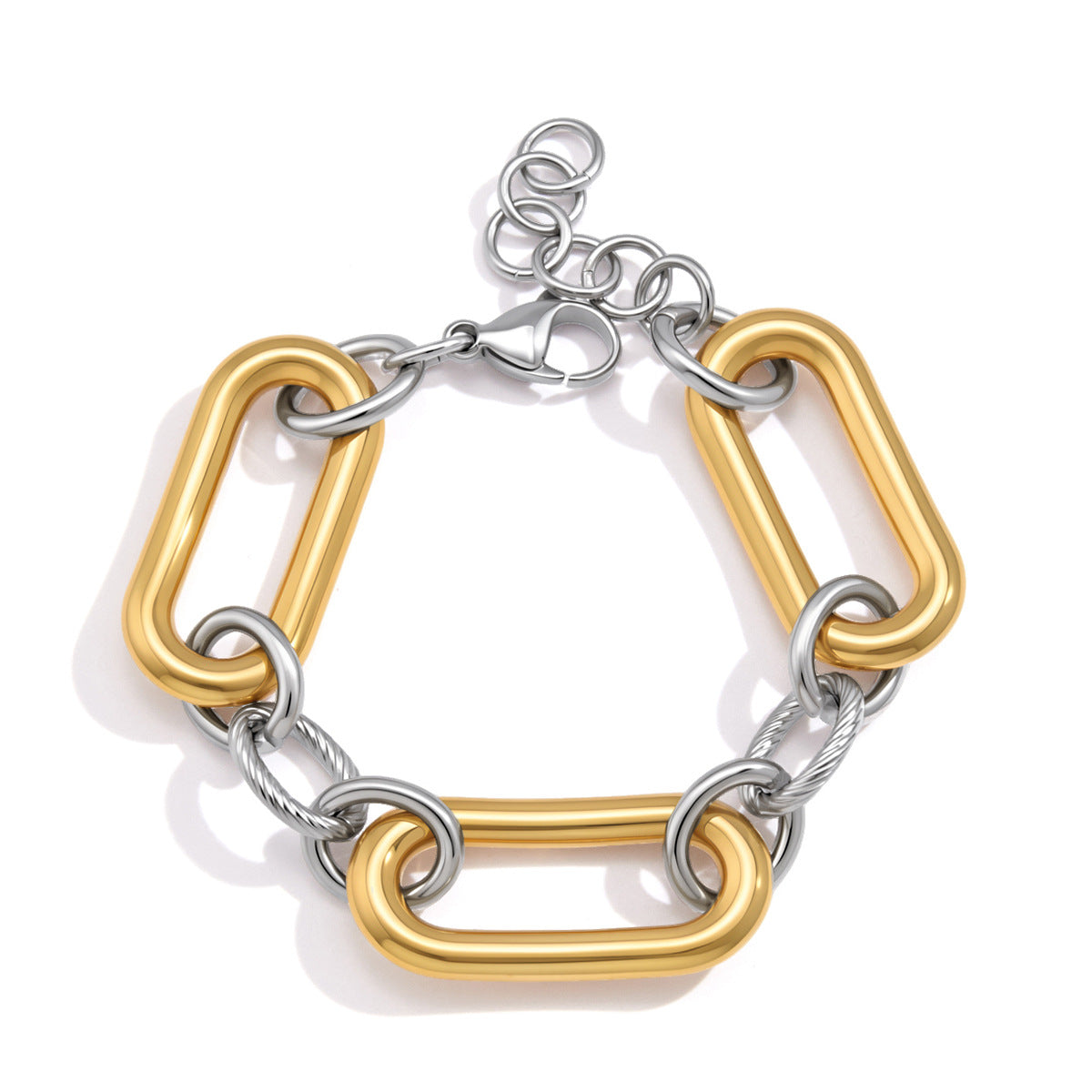 Large rounded rectangular link bracelet front view