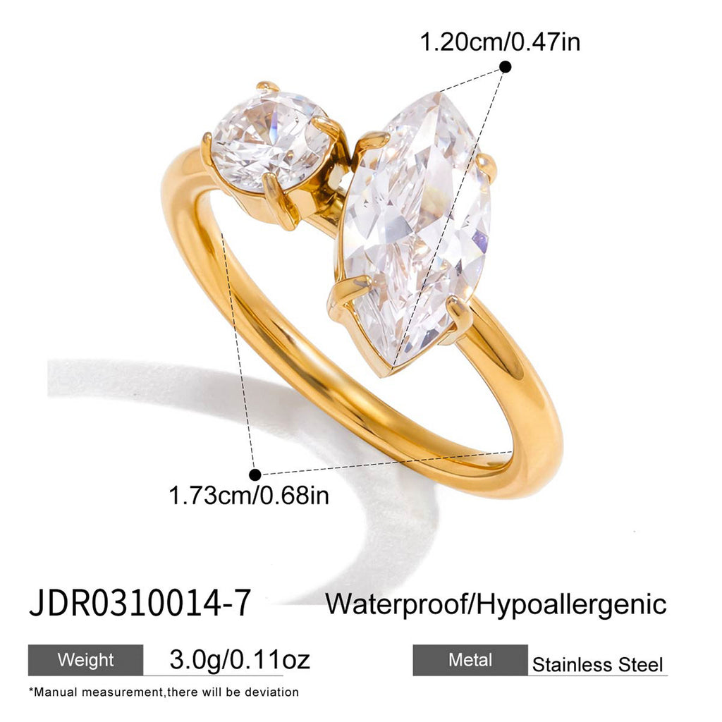 Open two-stone ring with marquise accent