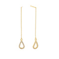 Gold Plated 925 Sterling Silver Teardrop Zirconia Threader Earrings — front view of matching threaders