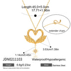 Swan-heart pendant necklace with a hanging star