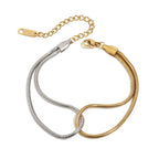 Two-Tone Wave Stainless Steel Link Bracelet — alternate angle