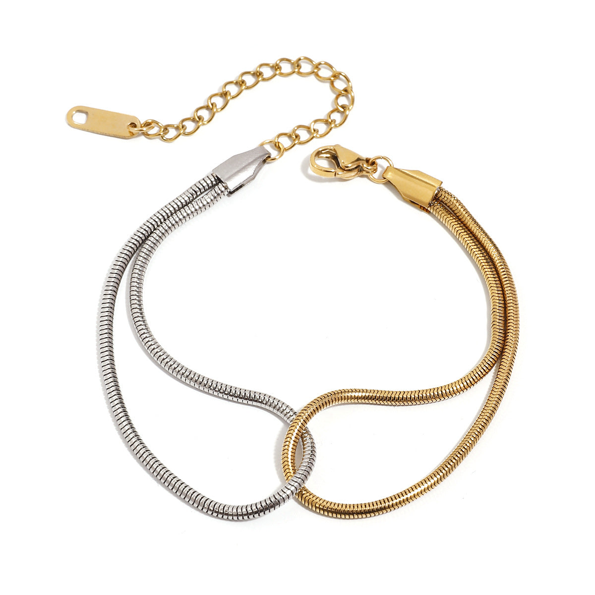 Two-Tone Wave Stainless Steel Link Bracelet — alternate angle