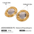Two-Tone Oval Stainless Steel Statement Stud Earrings — wholesale view 5