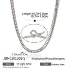 Silver tone snake necklace measurement diagram