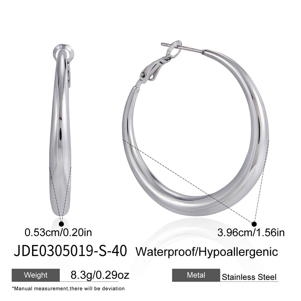 40 mm silver-finish graduated hoop earring dimensions