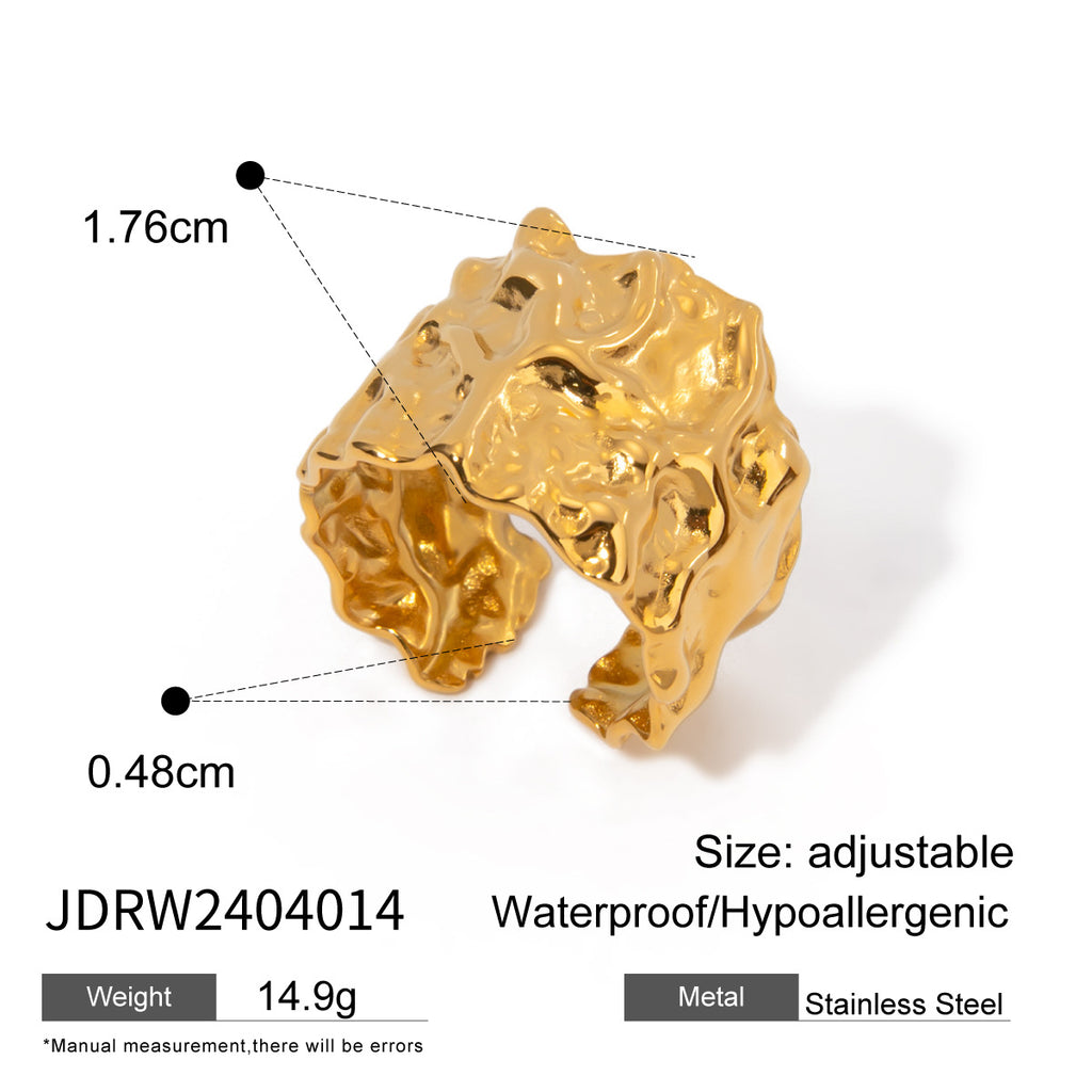Gold-Tone Stainless Steel Sculptural Flower Ring Collection — additional style