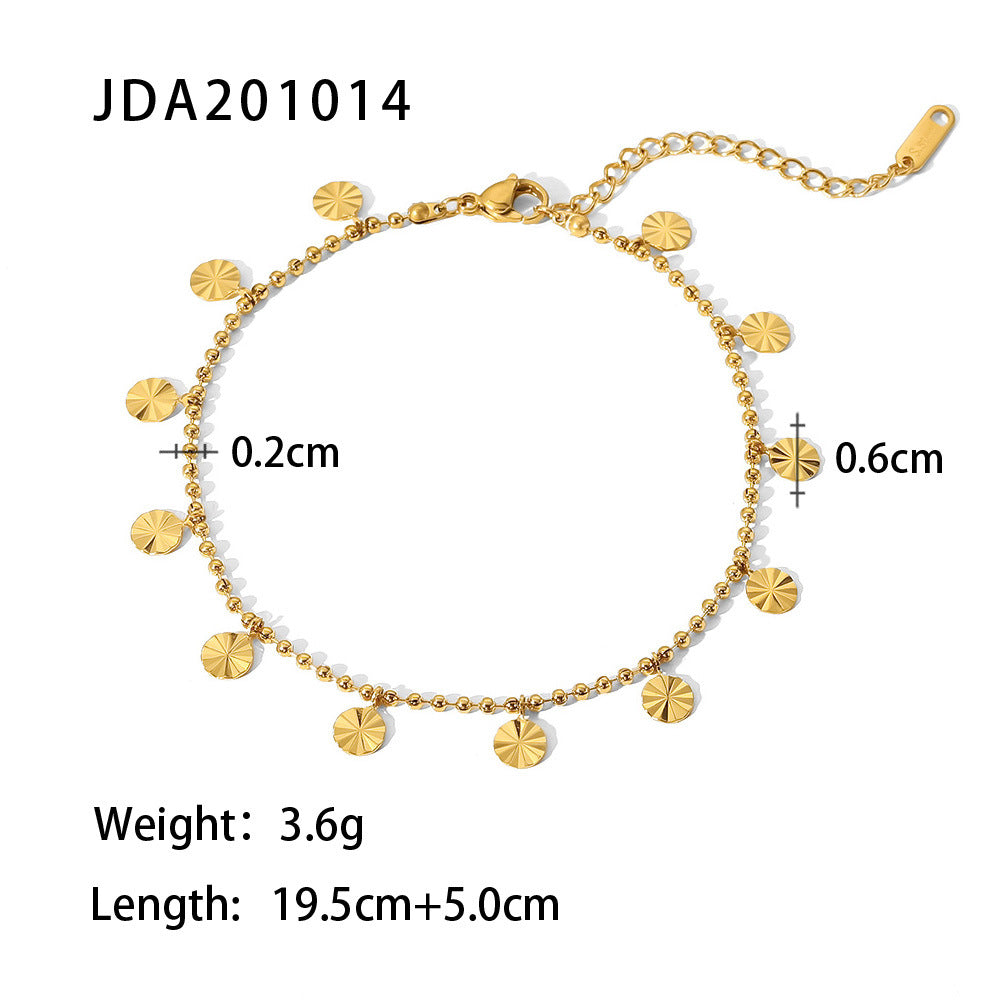 Beaded disc anklet with length and size guide