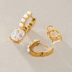 Hoop and clear drop shown separated beside an assembled earring