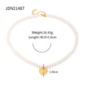 Gold Plated Stainless Steel Heart Pendant Beaded Necklace – product view 5
