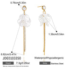 Petal stud earring with long clear-stone line and measurements