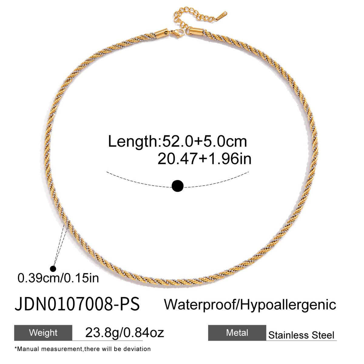 Wholesale Stainless Steel Necklace and Bracelet Collection in Mixed Finishes - finish detail