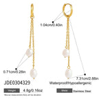 Double-chain white-drop earrings with 7.31 cm length diagram