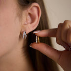 Stainless Steel Hoop, Ear Cuff and Heart Stud Earring Collection styled product view