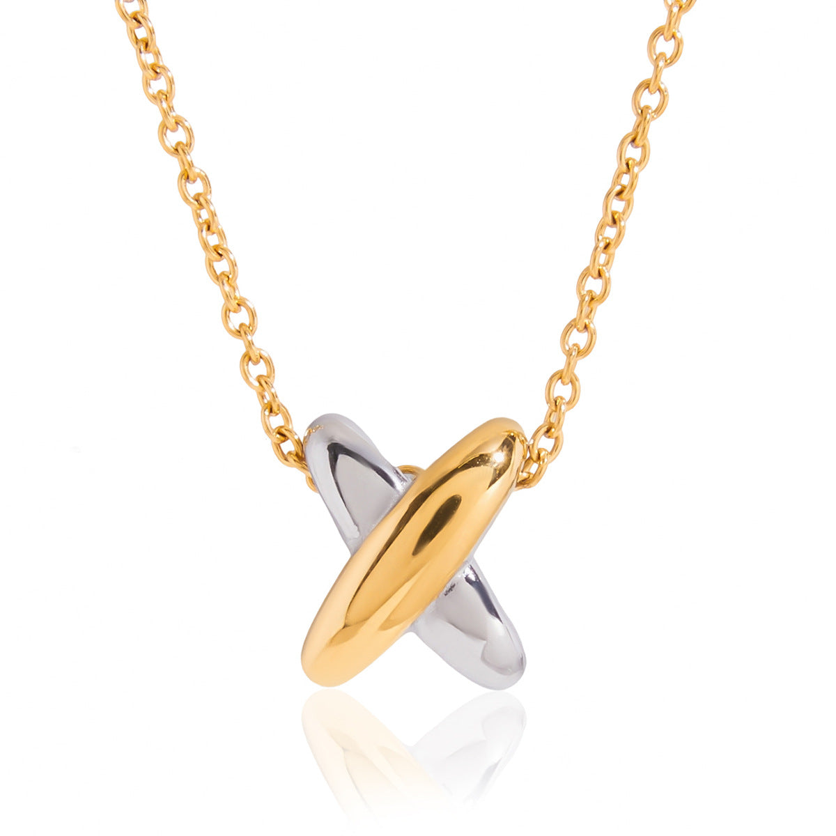 Gold-Tone Stainless Steel Pendant Necklace Collection finish and shape detail