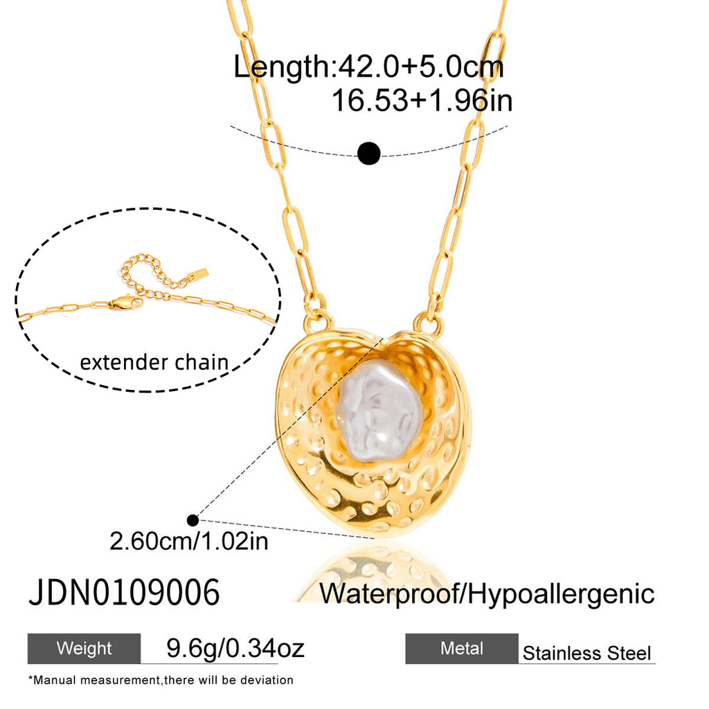 Gold-Tone Floral Stainless Steel Pendant Necklace Collection size and proportion reference