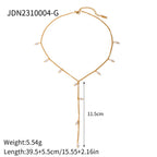 Fine lariat necklace and drop measurements