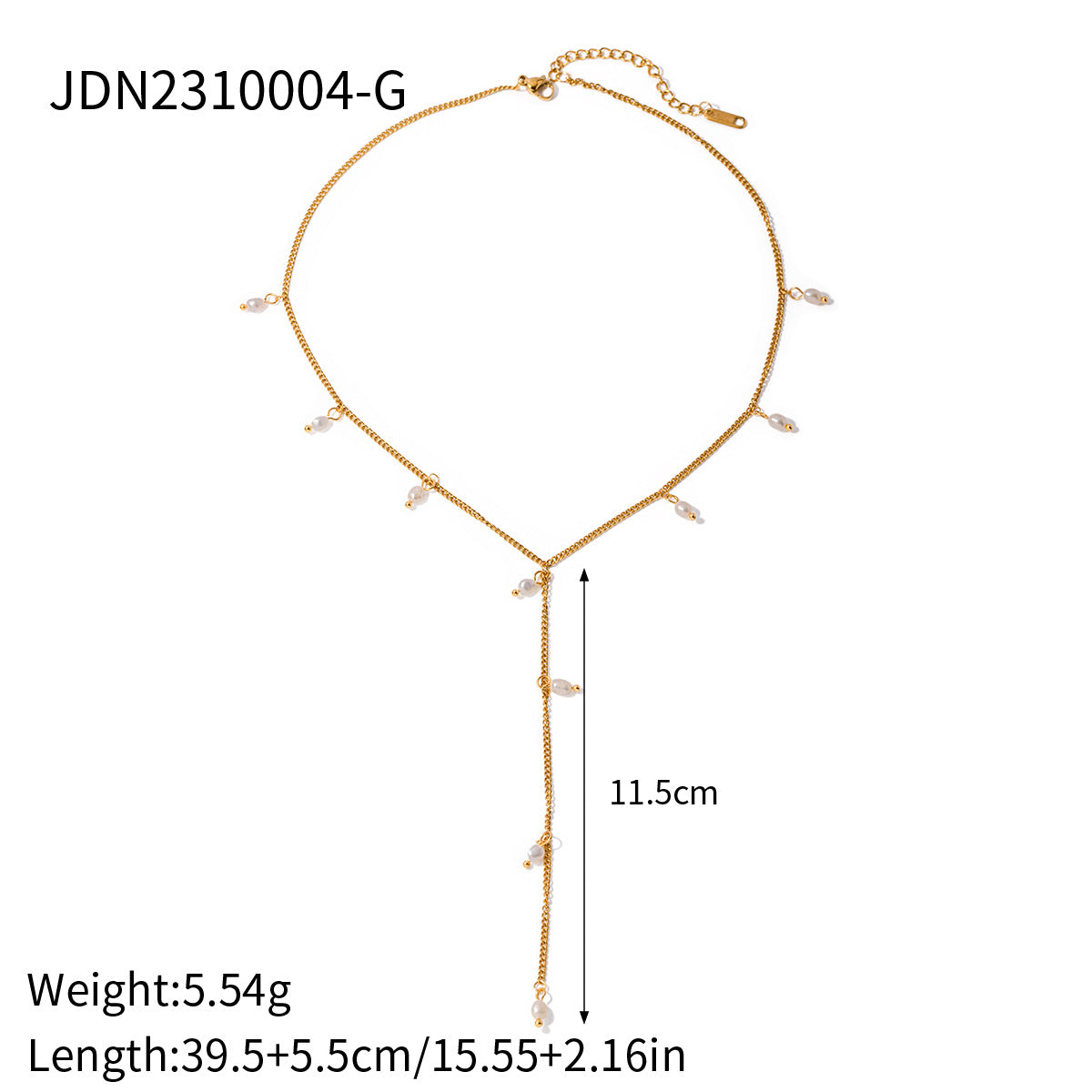 Fine lariat necklace and drop measurements