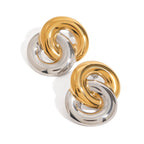 Two-Tone Stainless Steel Earrings and Lariat Necklace Collection — alternate angle
