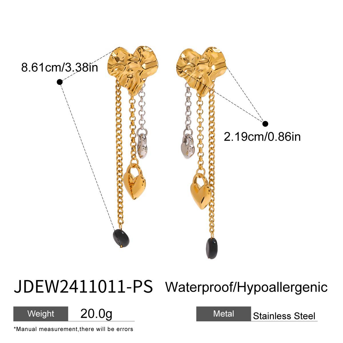 Wholesale Gold-Tone Stainless Steel Floral Tassel Drop Earrings - finish detail