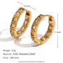 Gold Plated 316L Stainless Steel Square Zirconia Hoop Earrings — hoop dimensions and 3.4 mm width