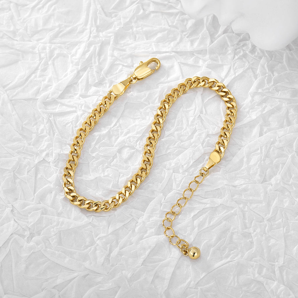 gold plated brass Cuban chain bracelet with extension chain