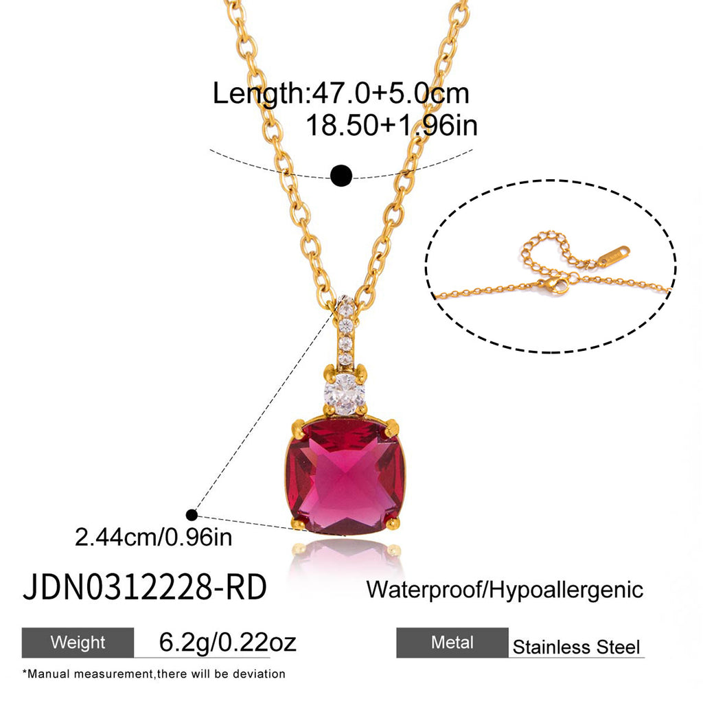 Red cushion pendant necklace size chart