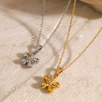Gold and silver-tone flower pendant necklaces styled view