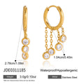 supplier-listed dimensions for the triple-stone chain hoop earrings