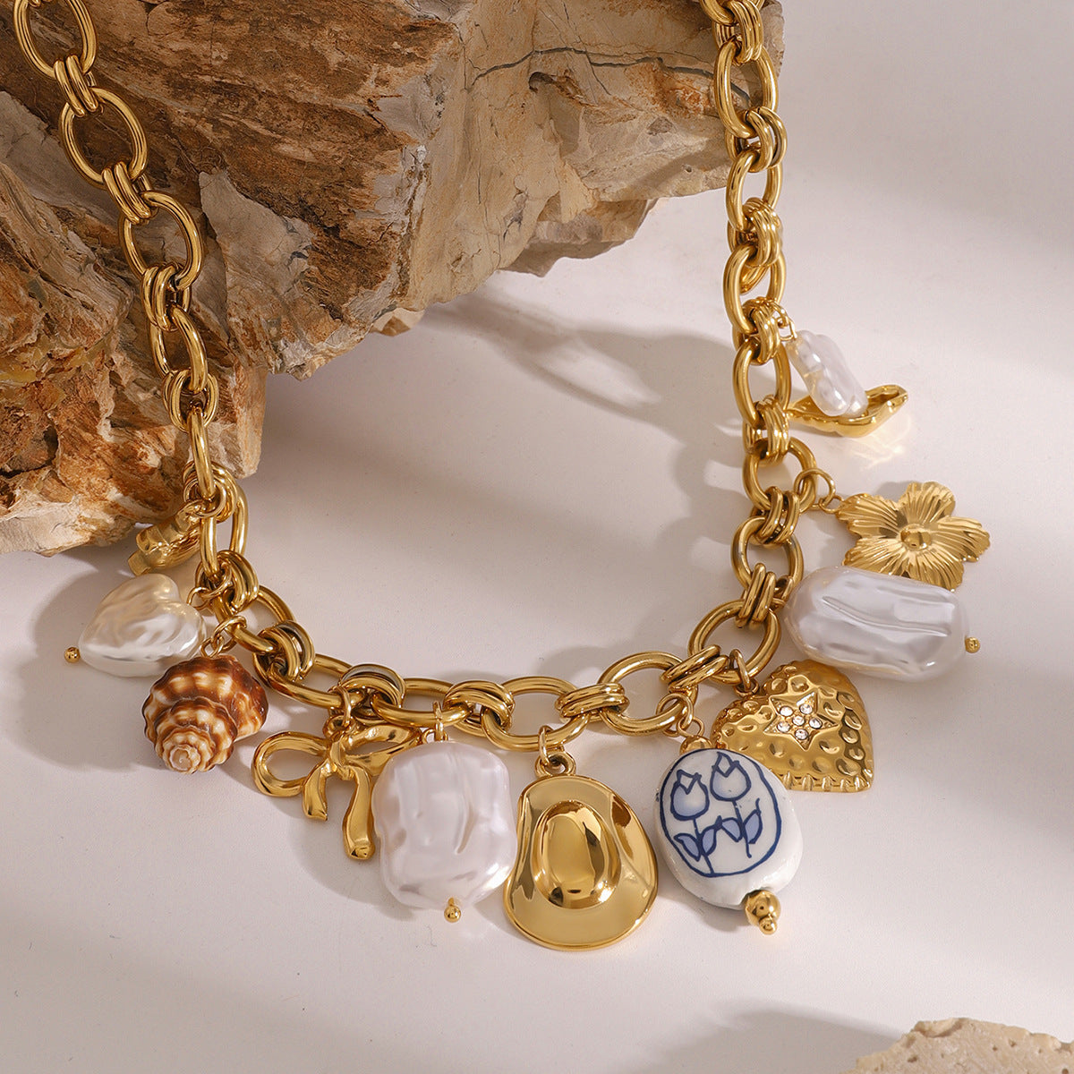 Gold-Tone Coastal Charm Stainless Steel Necklace — wholesale view 1