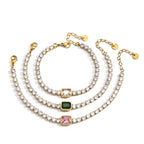 Colored-center tennis bracelet choices on white