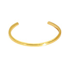 front view of minimalist gold plated angular open bangle