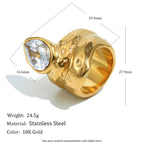 supplier size view of gold plated pear-cut statement ring