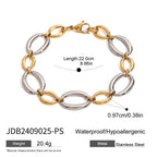 Oval link bracelet length and width measurements