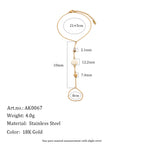 Foot-chain anklet specification view with stainless steel material label