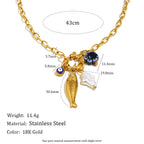 Fish charm necklace dimensions and stainless steel material detail