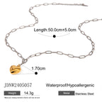 Mixed-Finish Sculptural Heart Stainless Steel Necklace Collection — wholesale view 5
