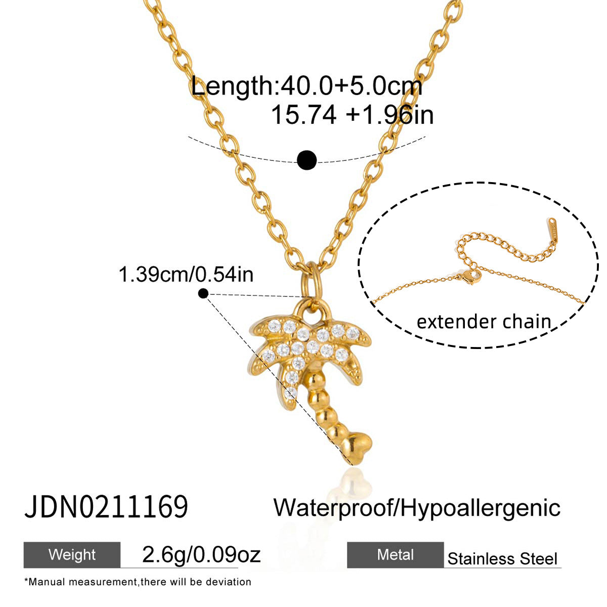 Small clear-stone palm pendant necklace