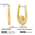 Stainless steel spiral hoop earrings with dimensions