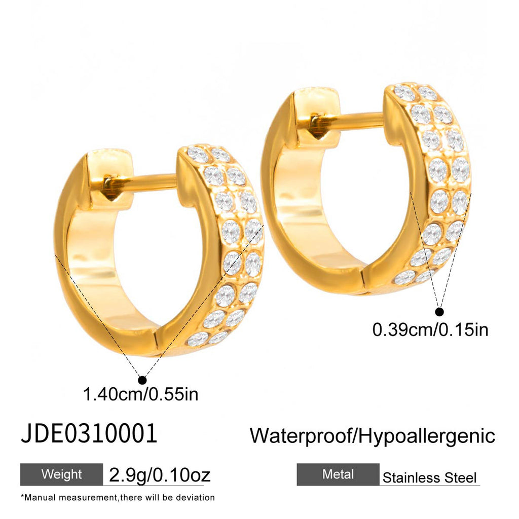 Small wide hoops with two rows of clear accents
