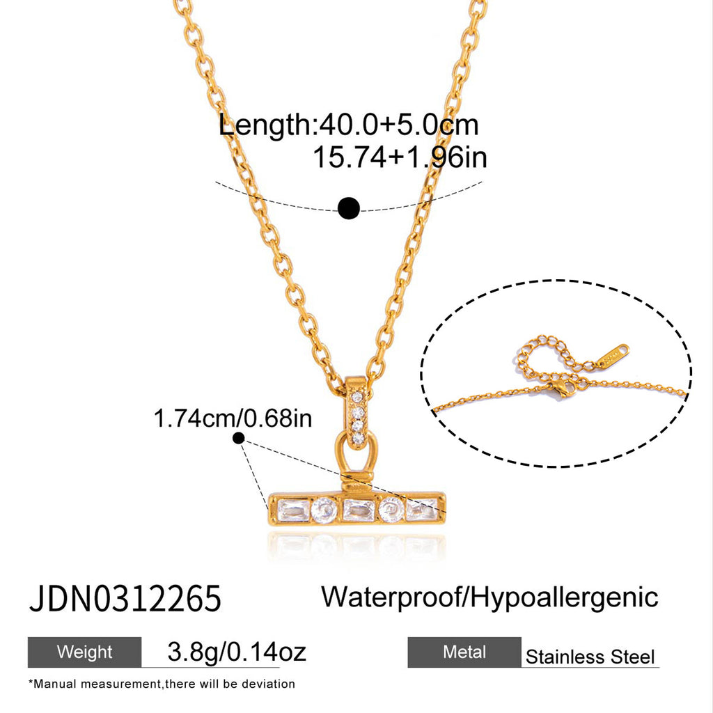 Stone-row T-bar necklace measurements